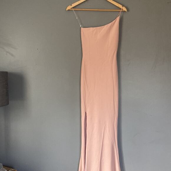 REVOLVE x NOOKIE Coquette wedding Pink one shoulder Maxi dress Jasmine Gown XS 2 - Picture 3 of 11